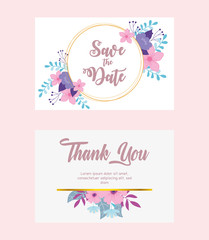 Fototapeta na wymiar flowers wedding, save the date and thanks you flower banner