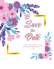 Fototapeta na wymiar flowers wedding, save the date flowers banner layout