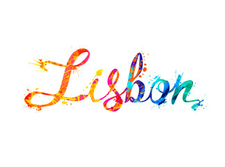 LISBON. Word of calligraphic letters