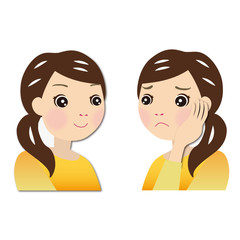 満足げな・困っている女性