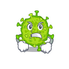 Virus corona cell cartoon character design with angry face