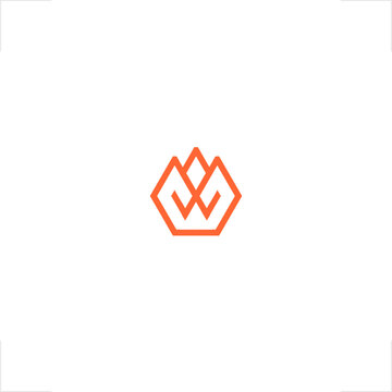 abstract flower logo geometric design W letter