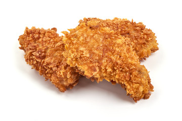 Fried Tasty Crispy Breaded Chicken Nuggets, isolated on white background