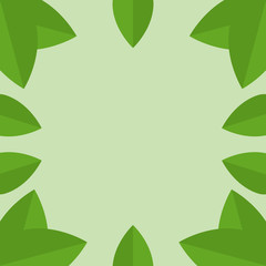 Green leaves frame template.Nature background with green fresh leaves.place for your text. 