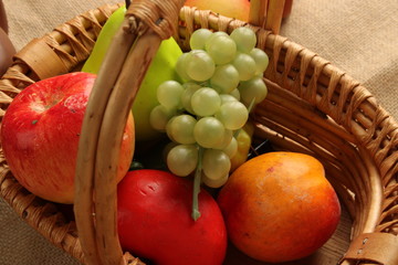 Still life with fruit in a basket