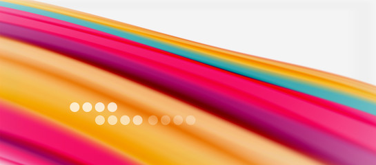 Wave lines abstract background, smooth silk design with rainbow style colors. Liquid fluid color waves. Vector Illustration