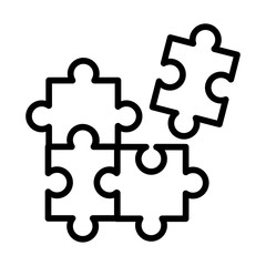 puzzle game pieces line style icon