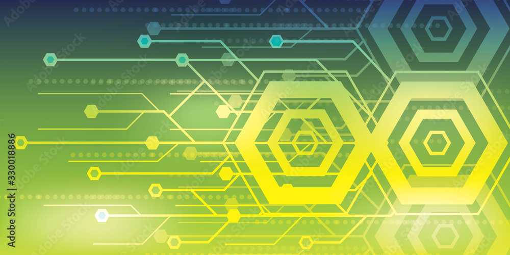 Poster abstract technology digital hi tech hexagons concept background. space for your text