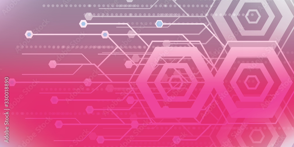 Poster abstract technology digital hi tech hexagons concept background. space for your text