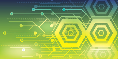 Abstract technology digital hi tech hexagons concept background. Space for your text