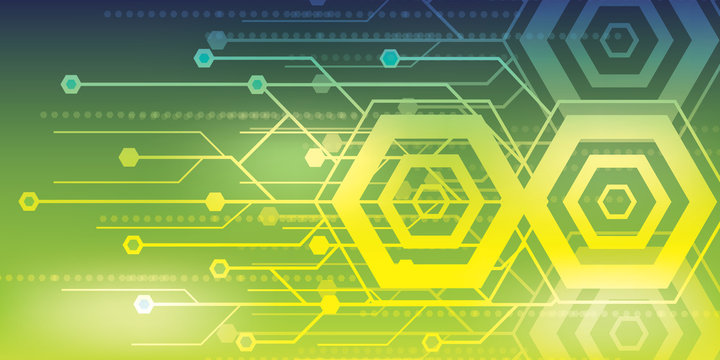 Abstract technology digital hi tech hexagons concept background. Space for your text