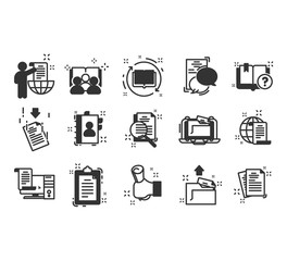 Set of documents thin line icons. 