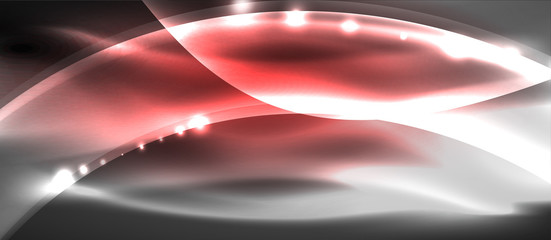 Abstract background. Shiny design neon waves with light effects, techno trendy design. Vector Illustration For Wallpaper, Banner, Background, Card, Book Illustration, landing page