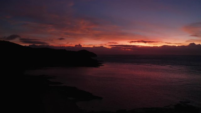 The Bright And Fiery Looking Sunset At Fiji Island - Aerial Shot