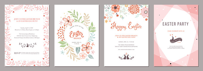 Trendy floral Easter templates. Good for poster, card, invitation, flyer, cover, banner, placard, brochure and other graphic design. 