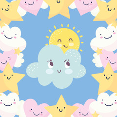 background clouds sun stars sky fantasy decoration cute