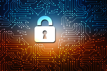 2d illustration Safety concept: Closed Padlock on digital background