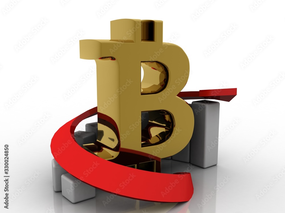 Poster 3d rendering stock market online business concept. business graph with bit coin