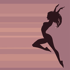 Fototapeta na wymiar Graphic illustration of a beautiful elegant woman dancing. Cartoon silhouette drawing.