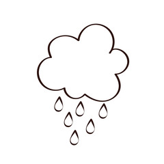 clouds rainy with drops line style