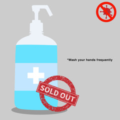 Fototapeta premium Hand sanitizer out of stock announcement/notification banner/poster/ad. Copy space for custom text. 