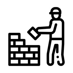 Worker Building Icon Vector. Outline Worker Building Sign. Isolated Contour Symbol Illustration