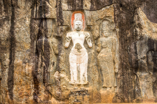View at Avalokitesvara of Buduruwagala - ancient buddhist temple in Sri Lanka