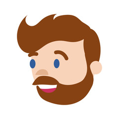 man with beard head flat style