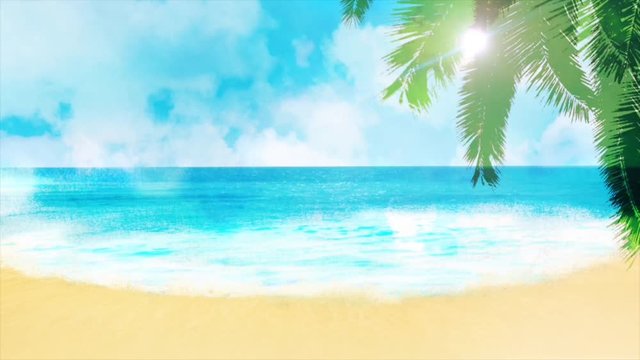 海　ビーチ　パーティクル　光　CG背景　ループ　真夏