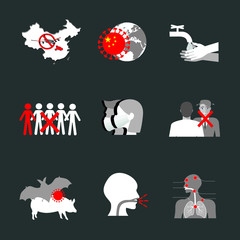 Coronavirus 2019-nCoV Icon Set