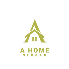 Obraz premium gold house with letter a logo initial design