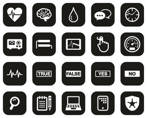 Lie Detector Test Or Polygraph Test Icons White On Black Flat Design Set Big