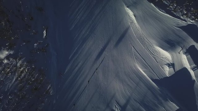 Drone Shot Over Skiers On Slope In Geilo