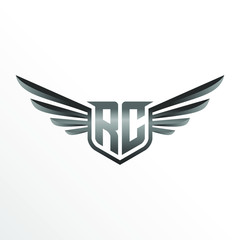 Initial Letter RC with Wings