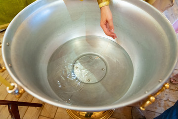 Holy water bowl in the Orthodox Church. 