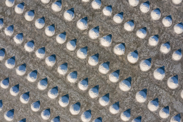 Aerial view of Salt in salt farm ready for harvest, Thailand.