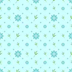 Seamless pattern with blue flowers. Vector illustration.
