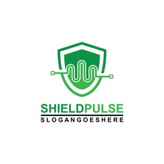 Pulse and Shield Logo Template Design Vector for Business Medical, Emblem, Design concept, Creative Symbol, Icon