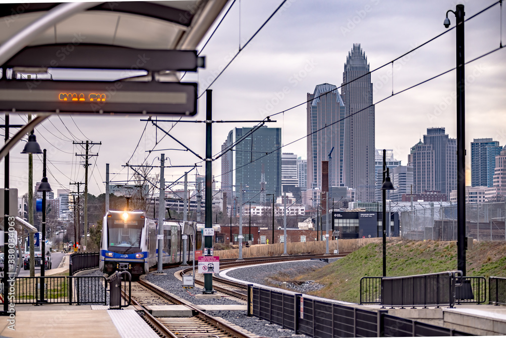 Poster Charlotte north carolina city skyline and downtown