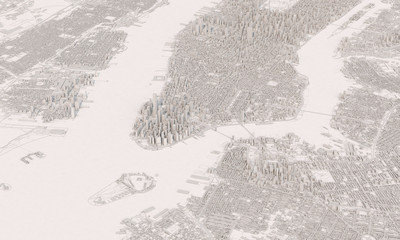 Fototapeta na wymiar New York city map aerial view. grey minimal design. 3D Rendering