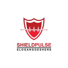 Pulse and Shield Logo Template Design Vector for Business Medical, Emblem, Design concept, Creative Symbol, Icon