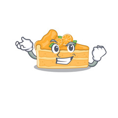Cheesecake orange cartoon character style with happy face