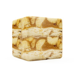 Caramel Peanut Cube isolated on white background