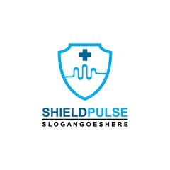 Pulse and Shield Logo Template Design Vector for Business Medical, Emblem, Design concept, Creative Symbol, Icon