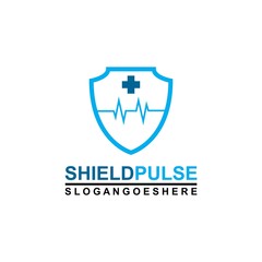 Pulse and Shield Logo Template Design Vector for Business Medical, Emblem, Design concept, Creative Symbol, Icon