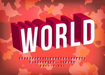 Modern Bold 3d Red Font for Headline Poster Title, 3 Dimension Alphabet Letters