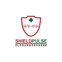 Pulse and Shield Logo Template Design Vector for Business Medical, Emblem, Design concept, Creative Symbol, Icon