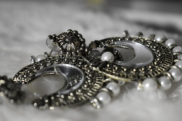 Image of the Indian traditional earrings captured at Ahmedabad. 