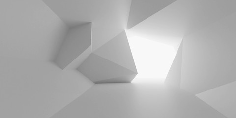abstract geometric shapes of white polygon 3d render illustrationarchitecture background texture