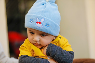 Cute Indian little boy smile and giving expression 